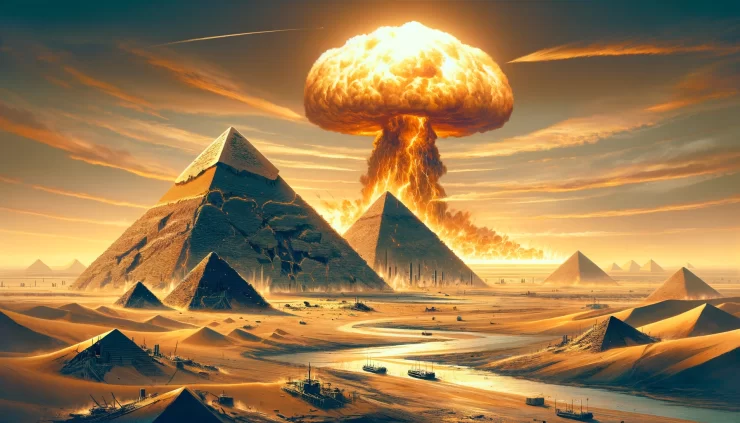 6_9-illustration-depicting-an-Egyptian-landscape-with-the-pyramids-showcasing-the-aftermath-of-a-nuclear-war.-The-scene-should-capture-